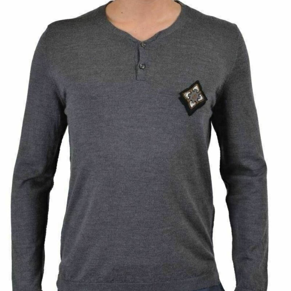 Just Cavalli Men's 100% Wool Long Sleeve Sweater